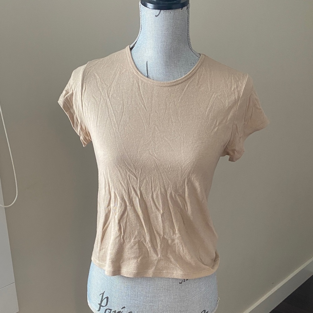 Reformation Light Beige Short Sleeve Tee